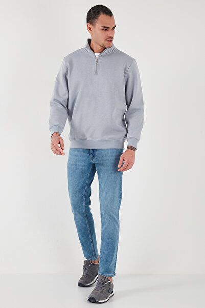 Buratti Ανδρικό φούτερ από βαμβακερό ύφασμα Regular Fit με μισό φερμουάρ και όρθιο γιακά SWEAT 59052592