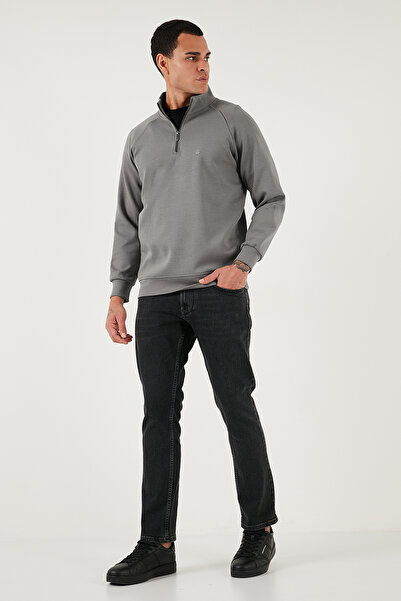 Buratti Cotton Relaxed Fit Half Zipper Stand Collar Sweat Men's Sweat 5901232