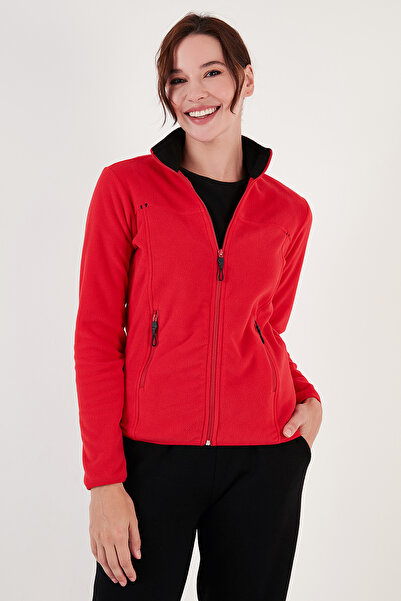 Lela High Collar Zipper Pocket Fleece Cardigan Polar 5907002