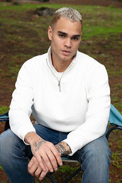 Buratti Cotton Regular Fit Half Zip Mock Neck Sweat Men's Sweat 59052592