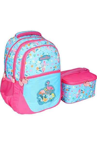 Relaxion Blue Flamingo Primary School Bag with Lunchbox 1350-19