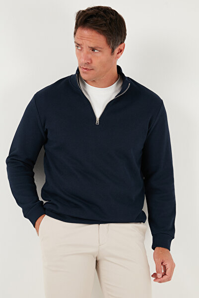 Buratti Ανδρικό πλεκτό φούτερ από βαμβάκι με μισό φερμουάρ και λαιμόκοψη με οπίσθιο λαιμόκοψη SWEAT 5901076