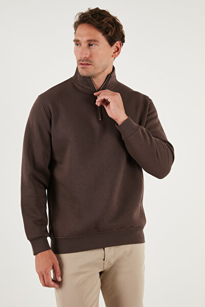 Buratti Ανδρικό φούτερ από βαμβακερό ύφασμα Regular Fit με μισό φερμουάρ και όρθιο γιακά SWEAT 59052592