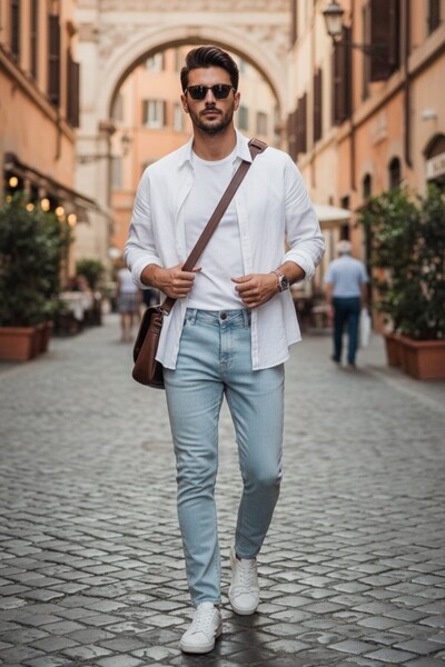 Voltaj Andy εφαρμοστό Τζιν παντελόνι Ice Blue