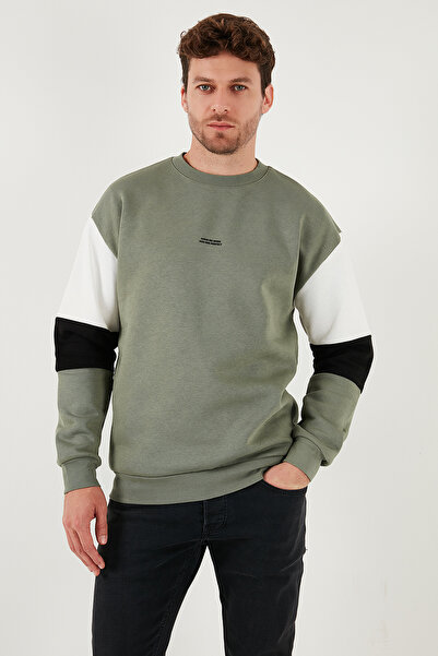 Buratti Cotton Relaxed Fit Crew Neck Color Block Sweat Men's Sweat 5905298t
