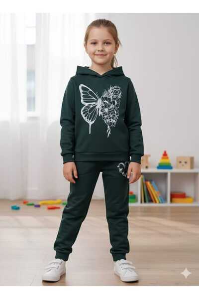 Nice Clothes Children's Hooded Tracksuit Set Butterfly Print
