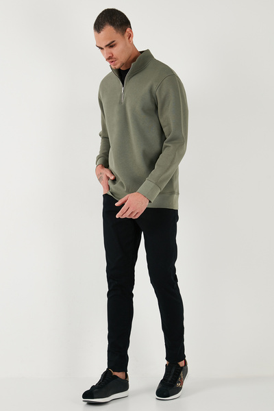 Buratti Ανδρικό φούτερ από βαμβακερό ύφασμα Regular Fit με μισό φερμουάρ και όρθιο γιακά SWEAT 59052592