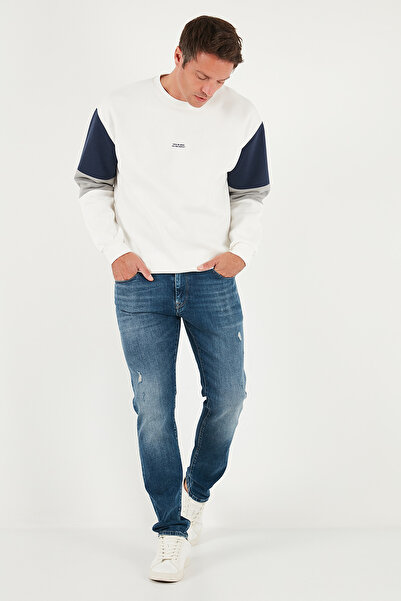 Buratti Cotton Relaxed Fit Crew Neck Color Block Sweat Men's Sweat 5905298t