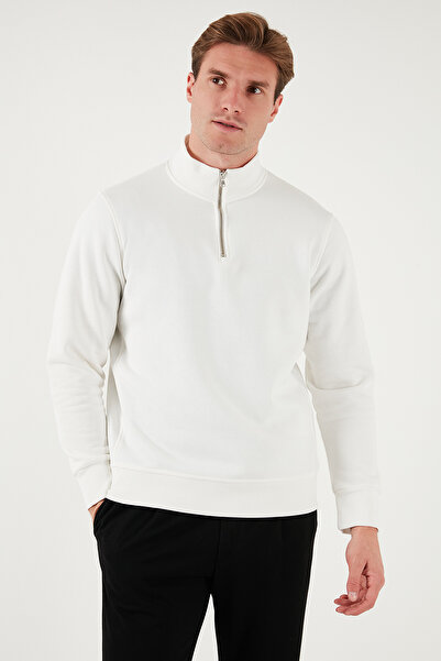 Buratti Cotton Regular Fit Half Zip Mock Neck Sweat Men's Sweat 59052592