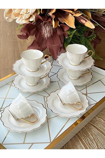ROSSEV Turkish Coffee Cup Flora 12 Pieces for 6 People