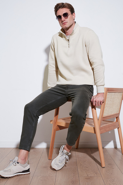 Buratti Ανδρικό φούτερ από βαμβακερό ύφασμα Regular Fit με μισό φερμουάρ και όρθιο γιακά SWEAT 59052592