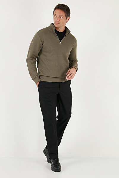 Buratti Cotton Relaxed Fit Half Zipper Crew Neck Knitted Sweat Men's Sweat 5901076