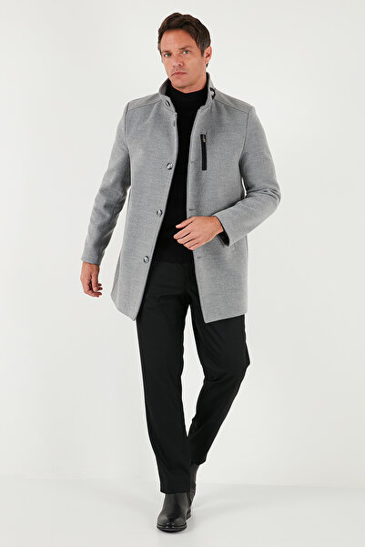 Buratti Slim Fit Buttoned Stand Collar Cashmere Coat Men's Coat 5840099