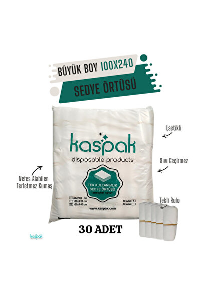 kaspak Tek Kullanımlık Kalın Büyük Sedye/masaj Koltuğu Örtüsü 240*100 Cm 30 Adet