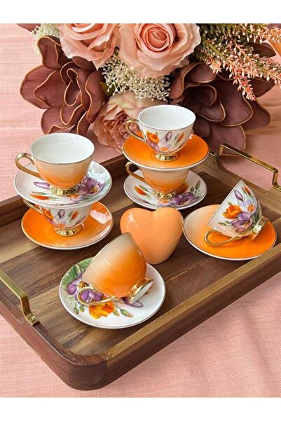 ROSSEV Türk Kahve Fincanı Arancıa 6 Kişilik 12 Parça