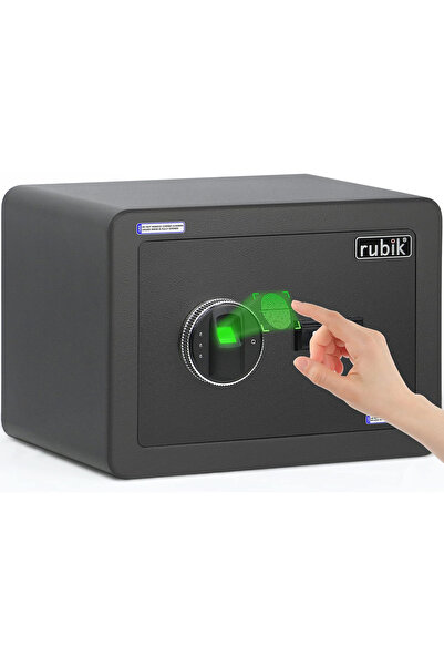 RUBIK خزنة صغيرة ببصمة الإصبع. قفل بيومتري مع مفتاح، وزن ٧ كجم (٢٥×٣٥×٢٥ سم) RB-25YFP