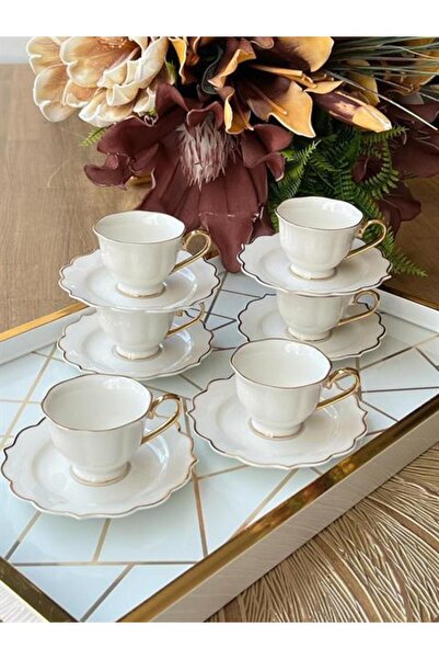 ROSSEV Turkish Coffee Cup Flora 12 Pieces for 6 People