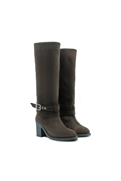 Vario Genuine Leather Thick Heeled Women's Boots 059 02