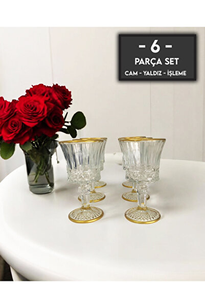 gkzglass home dekor Gilded Elysia Bahamas Set of 6 Coffee Water Glasses with Feet