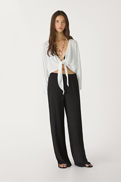 Stradivarius Textured flowing trousers