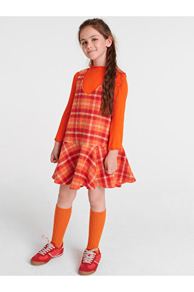 SheShe Girl's Orange Gilet Dress Set