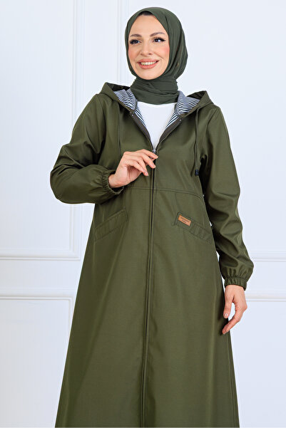 benguen Μακρύ καπάκι με σχέδιο εσωτερικά O1215 Χακί