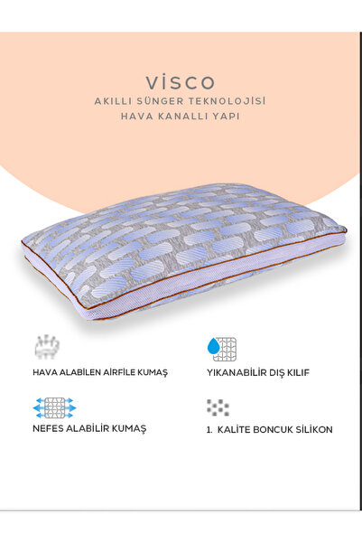 PUFYMAX Klimalı yastık,pamuk viskon kumaşlı ve cilt dostu yastık hava kanallı...