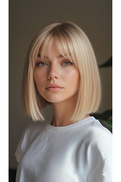 REMY HAİR Bebek Sarısı Kısa Küt Perçemli Peruk