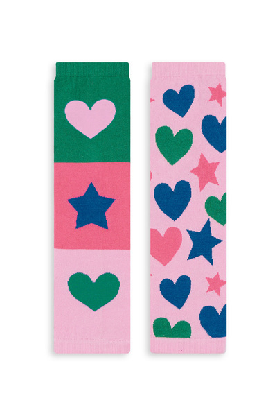 Denokids Star Heart Girl's Green Pink Leggings