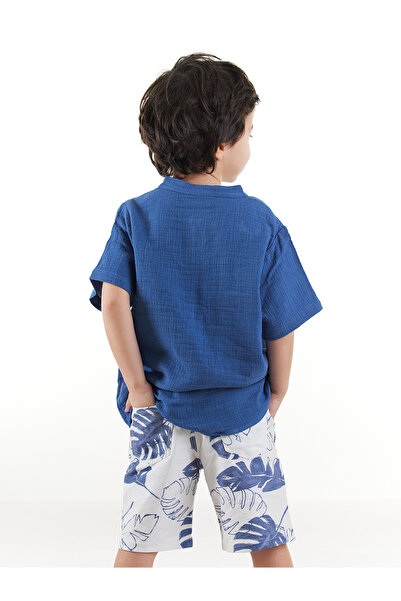 Midimod Boy Muslin Shirt Gabardine Shorts Set