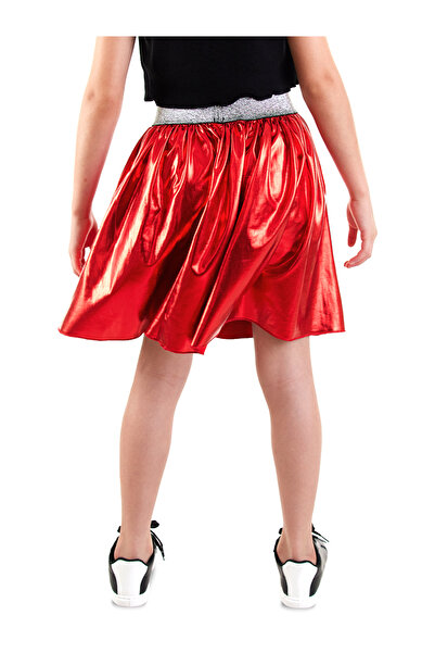 Denokids Girl's Red Metallic Shiny Skirt