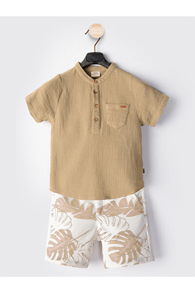 Midimod Boy Muslin Shirt Gabardine Shorts Set