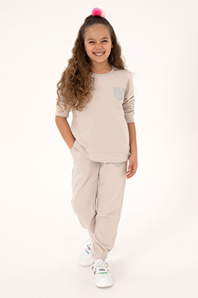 U.S. Polo Assn. Pantaloni de trening jogger pentru fete cu imprimeu argintiu ...
