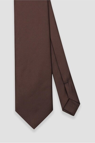 Abbate Tie 8 cm Microfiber Polyester Brown Men's Plain Tie