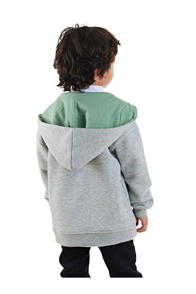 Denokids Dinosaur Boy's Zippered Hooded Gray Sweatshirt