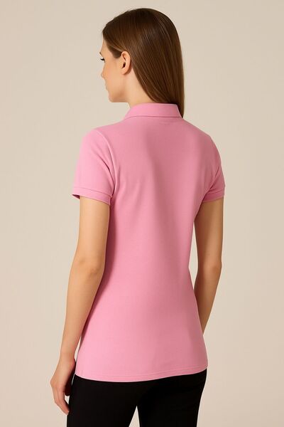 comstar Women's Short Sleeve Summer Basic Powder Polo Neck T-Shirt