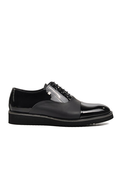 Fosco Black Patent Leather Genuine Leather Men's Casual Shoes