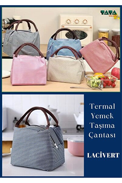 TATA CRAFT Çizgili *lacivert Alüminyum Folyo Kaplamalı Yemek Taşıma, Piknik, ...