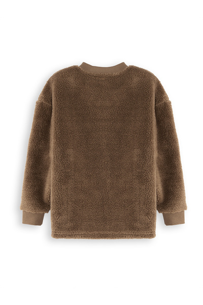 Denokids Kaplan Oversize Boy Brown Plush Sweatshirt