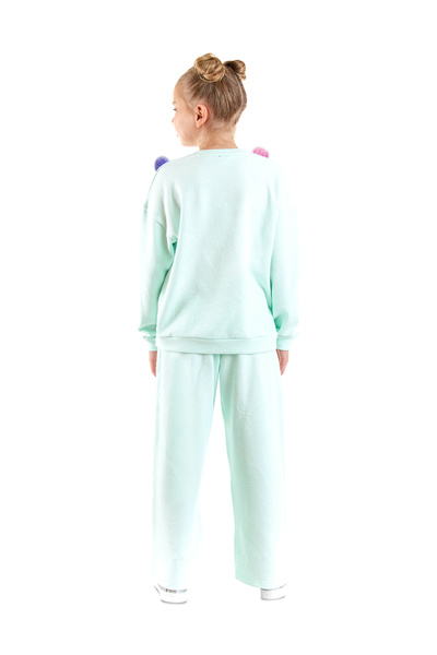 Denokids Girl's Pompom Mint Tracksuit Set