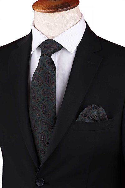 Kravatkolik Κλασική γραβάτα με μοτίβο πράσινου σάλι KK13120