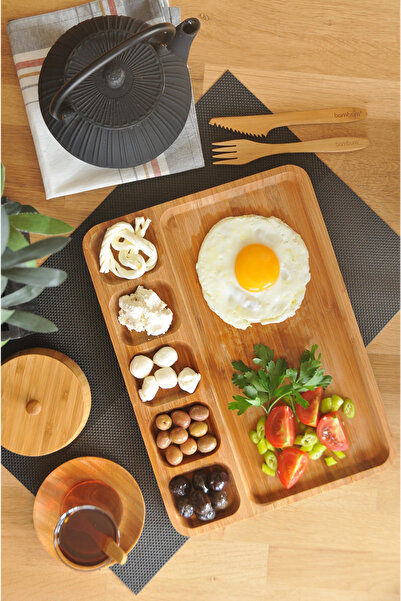 Bambum Carlin 6 Compartment Presentation Plate Bamboo Serving Plate