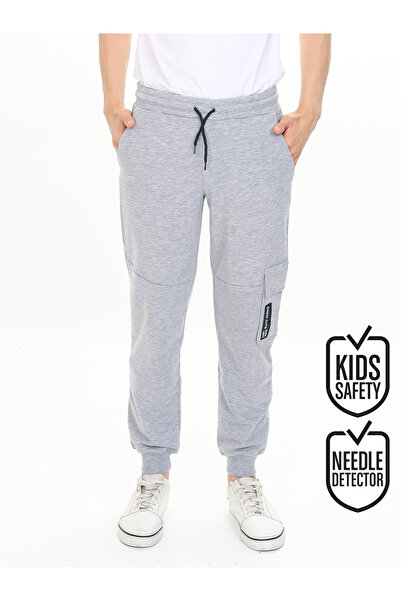 Denokids Boy's Gray Melange Pocket Sweatpants