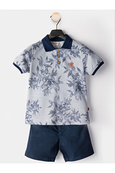 Midimod Boy's 3-Piece Set Polo Neck T-Shirt Shorts Belt Set