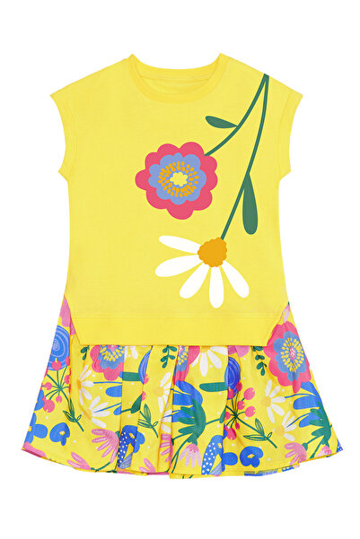 MSHB&G Yellow Floral Patterned Daisy Frilly Summer Dress for Girl