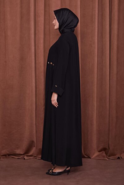 Levidor Μαύρο φεράκι με πλισέ στο πλάι και λεπτομέρεια με κουμπιά