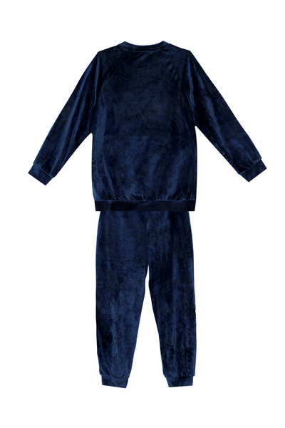 Denokids Σετ φόρμας κοριτσίστικης φόρμας με μονόκερο βελούδινο μπλε ναυτικό