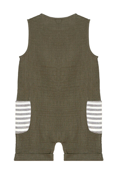 Denokids Baby Boy Green Muslin Jumpsuit