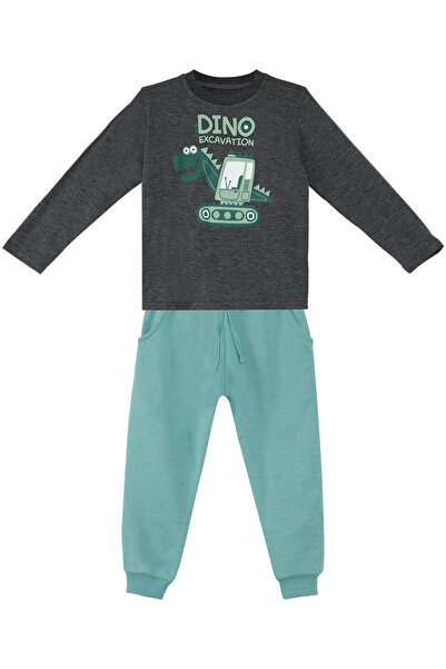 Denokids Dino Kazıda Boy's T-shirt Sweatpants Set