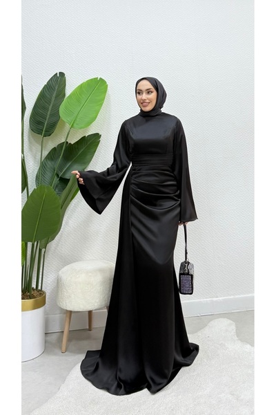 modasusev Ισπανικό βραδινό φόρεμα με σατέν μανίκι